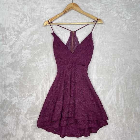 Honey and Rosie Dresses & Skirts - Honey & Rosie Plum Lace Glitter Cocktail Dress S Elena Gilbert Vampire Diaries